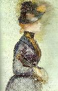 Pierre Renoir woman in blue oil painting artist